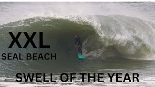 XXL SWELL OF THE YEAR  SEAL BEACH  RAW  DECEMBER 29TH 2023 [upl. by Fanya]