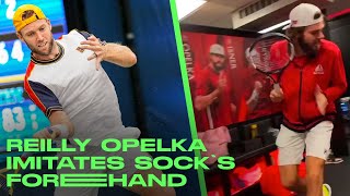 Reilly Opelka imitates Jack Socks Forehand 🤣  shorts [upl. by Leesa]