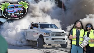 700HP Cummins wins BURNOUT CONTEST at SF CAR AND TRUCK FEST [upl. by Allyce]