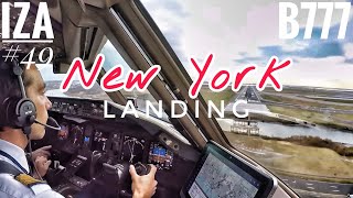 B777 LANDING New York JFK  Cockpit View  ATC amp Crew Communications [upl. by Aineg]