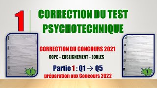 1 Test psychotechnique 2021 Concours COPE  Orientation et planification 2021  partie 1 [upl. by Ailliw]