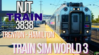 TSW3 NJT Multilevel Cab Car Ride  Northeast Corridor Line Train 3838  Trenton  Hamilton [upl. by Terryn932]