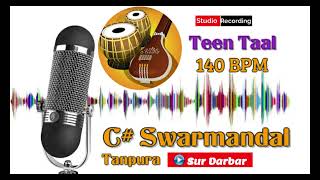 C sharp Swarmandal Raag Bilawal  Tanpura Tabla Teen Taal 140 bpm  Madhya Laya  Sur Darbar [upl. by Marucci]