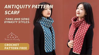 【EN917】Crochet Scarf  how to make Antiquity Pattern Scarf for Beginners  Susans Family [upl. by Cavanagh848]