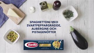 Barilla Spaghettoni med Pecorino Romanoost Svartpeppargrädde Aubergine och Pistagenötter [upl. by Evreh]