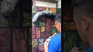 Painting of Brick Design And Artificial Grotto shorts painting [upl. by Tsai]