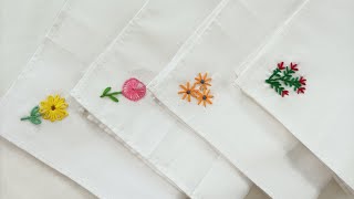 VERY EASY HANDKERCHIEF HAND EMBROIDERY DESIGNS FOR BEGINNERS WITHOUT HOOP🥰🥰 [upl. by Halpern]