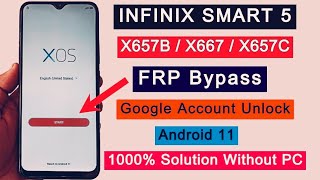 Infinix smart 5 Frp bypasswithout PC new solution 2024X657BX667X657C google account unlock [upl. by Mairam584]