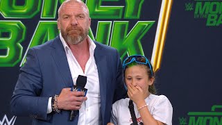 Triple H makes a young WWE fan’s dream come true Money in the Bank Kickoff July 5 2024 [upl. by Ashia]