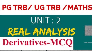 PG TRB maths UG TRBtnpscunit 2 Real Analysis derivativesmcq in tamil [upl. by Nore818]