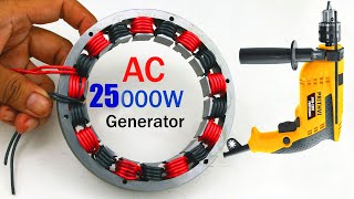 Top07 Free 25kw Electricity 220V Generator with Motor Capacitor Copper Coil Science Experiments [upl. by Haerle]