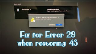 Fix for iTunes error 29 when restoring iPhone 4S [upl. by Ornstead]