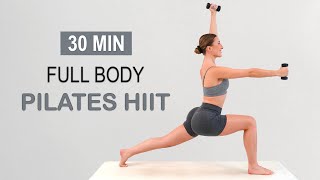 30 MIN FULL BODY PILATES HIIT Workout  Power Pilates  Light Weights Lean Muscles No Repeat [upl. by Monjo]