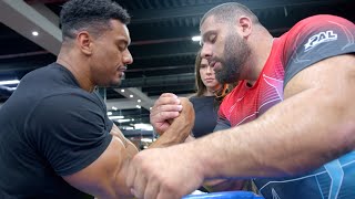 THE STRONGEST ARM WRESTLER IN THE WORLD LEVAN SAGINASHVILI AND HIS TRAINING PARTNER MOVE TO DUBAI [upl. by Nurat]