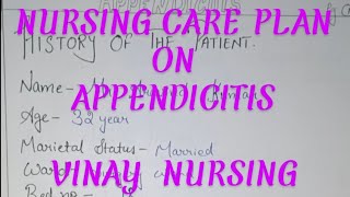 NURSING CARE PLAN FOR APPENDICITIS NCP ON APPENDICITIS APPENDICITIS DISEASE [upl. by Taima]