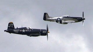 Chance Vought F4U Corsair amp P51D Mustang at Melbourne 2014 [upl. by Nelhsa]