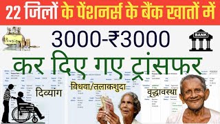 22 जिलों के पेंशन लाभार्थियों के बैंक खातों में ₹3000₹3000 कर दिए ट्रांसफर  Pension New Update [upl. by Diskson912]