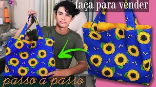 Como Fazer Ecobag de Girassol Passo a Passo Fácil Para Iniciantes  Bolsa de Tecido Novo Modelo [upl. by Jeffie]