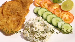 How to make Wiener Schnitzel with Potato salad  European Food [upl. by Ecirtnas]