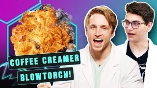 COFFEE CREAMER BLOWTORCH Smosh Lab [upl. by Ecirp]