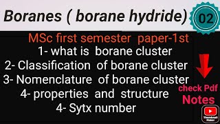 Boranes amp Borane cluster  classification amp nomenclature  properties  Sytx number Notes MSc CHEM [upl. by Elledoj124]