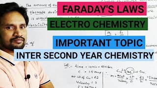 FARADAYS LAWS ELECTRO CHEMISTRY INTER SECOND YEAR CLASS 12 [upl. by Druci882]