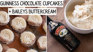 Guinness Chocolate Cupcakes  Baileys Frosting  Alissas Bakeshop [upl. by Sitoiganap620]