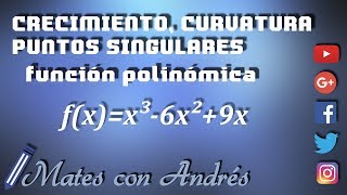 Crecimiento curvatura y puntos singulares de una función polinómica 01 BACHILLERATO MATEMÁTICAS [upl. by Ecarg]