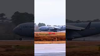 The C17 uses strong thrust to complete a short takeoff usairforce usaf c17globemaster [upl. by Bender]