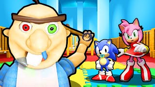 BABY SONIC AND AMY VS ESCAPE BABY BOBBY DAYCARE IN ROBLOX [upl. by Akemrehs]