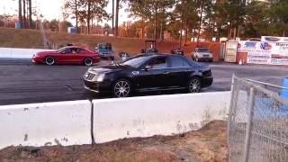 Cadillac STS vs Ford Mustang at the drag strip round 2 [upl. by Attirehs]