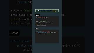 Como reverter uma string em Python VS Java shorts [upl. by Nylram]