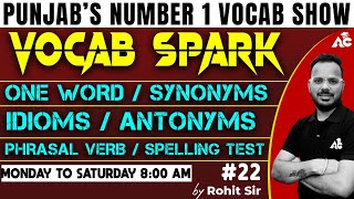 Master Vocabulary for SSC amp Punjab State Exams  VOCAB SPARK with Rohit Sain Sir 22 [upl. by Barret]