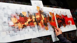 Abstract Painting Demo Acrylics using brush knife  Intermind [upl. by Zalucki]