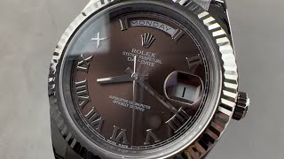 Rolex Day Date II Chocolate Brown Roman Dial 218239 Rolex Watch Review [upl. by Ahsinaw]