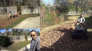 Fall  Winter Clean Up Mulching Leaves with Honda HRX217 and Craftsman Riding Lawn Mower [upl. by Eillam]