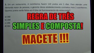 REGRA DE TRÊS SIMPLES E COMPOSTA  QUESTÕES CONCURSO [upl. by Pangaro807]