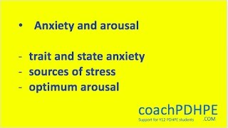 HSC PDHPE Core 2  Anxiety and Arousal [upl. by Enayr]