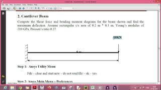 Cantilever Beam Shear force and bending moment diagrams using Ansys 2021 R1 APDLVTU Belagavi [upl. by Bazil488]