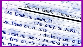 Similes Useful Comparisons sentence  Handwriting Improvement Practice [upl. by Snebur]