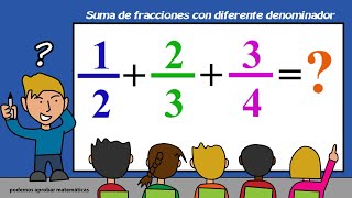 Suma de Fracciones de 3 Cifras con Diferente Denominador  Salvador FI [upl. by Naggem498]