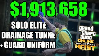 GTA Online Cayo Perico Heist Drainage Tunnel Approach with Guard Uniform SOLO Elite 1913658 [upl. by Llenrahc]