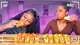 I CHALLENGED MY MOM TO EAT 10 STUFFED TACOS FOR 1000 [upl. by Verile]