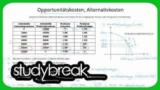 Opportunitätskosten Alternativkosten Produktionsmöglichkeiten  Volkswirtschaftslehre [upl. by Akemad]