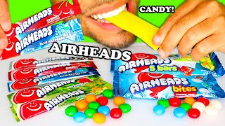 ASMR AIRHEADS CANDY COMMERCIAL BITES BARS MYSTERY FLAVORS EATING CHALLENGE NO TALKING MUKBANG [upl. by Auqinal]