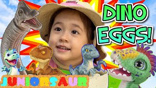 Jurassic World Baby Dinosaur Eggs Sing and Learn About TRex Brachiosaurus and Triceratops [upl. by Weld]