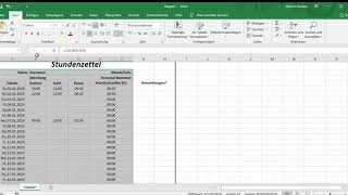 StundenzettelArbeitsnachweisZeiterfassung erstellen in Excel [upl. by Kermie]