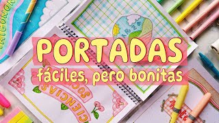 PORTADAS PARA CUADERNOS FÁCILES PERO BONITAS 💖 CARÁTULAS CREATIVAS CON ROTULADORES y RESALTADORES [upl. by Canotas]