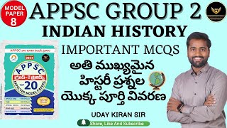 APPSC Group 2 Indian History Important MCQs Model paper 8 [upl. by Annoek958]