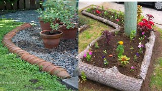 Tendencias de diseños de bordes de jardin con block piedras madera y botellas 🌷 🌱 [upl. by Irvin]